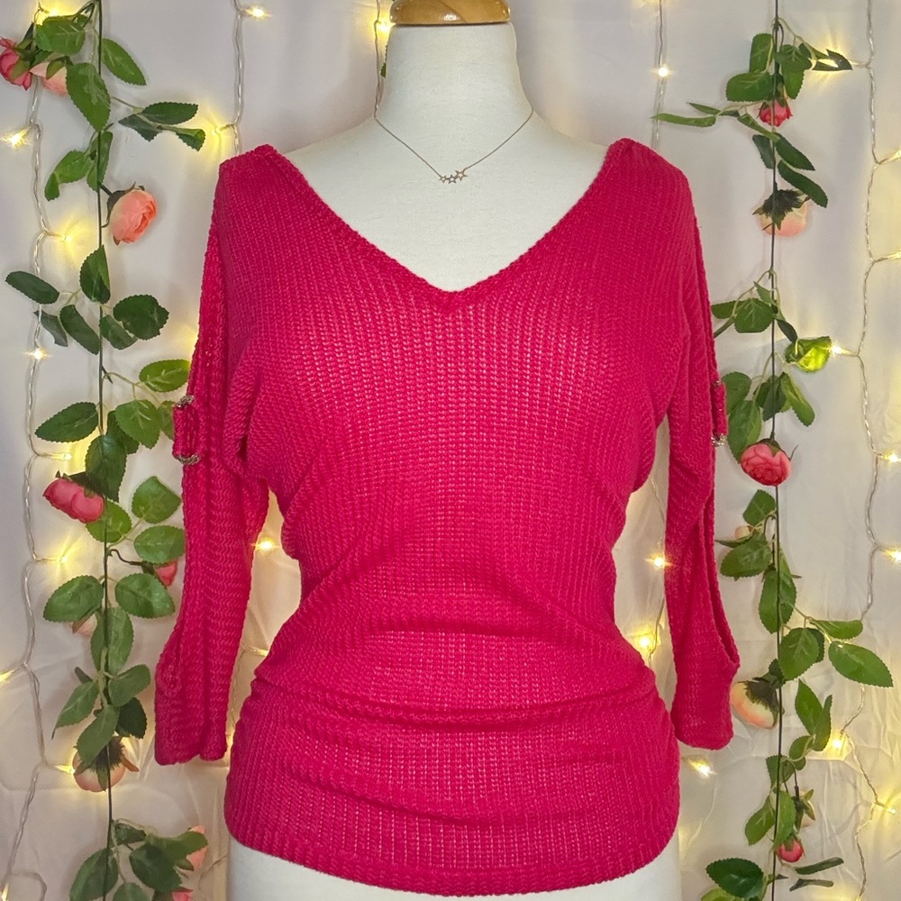 2B Bebe Pink V-neck Sweater